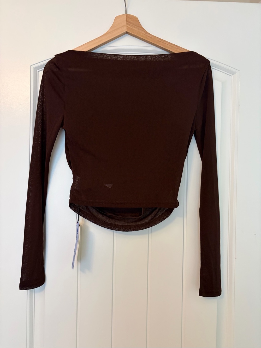 NWT Women's Long Sleeve Crop Top in Deep Brown